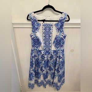 Talbots Blue and White Floral Midi Dress